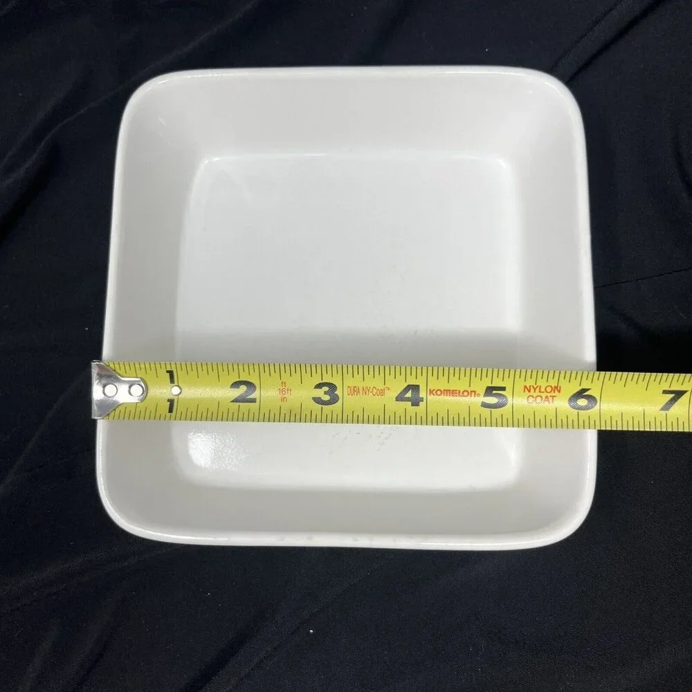 Oven Proof Japan Square Ribbed‎ Baking Dish Ramekin White 6